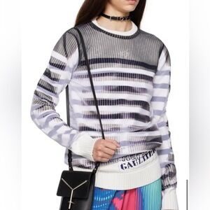 Jean Paul Gaultier Monochrome Striped Knit Cotton Sweatshirt